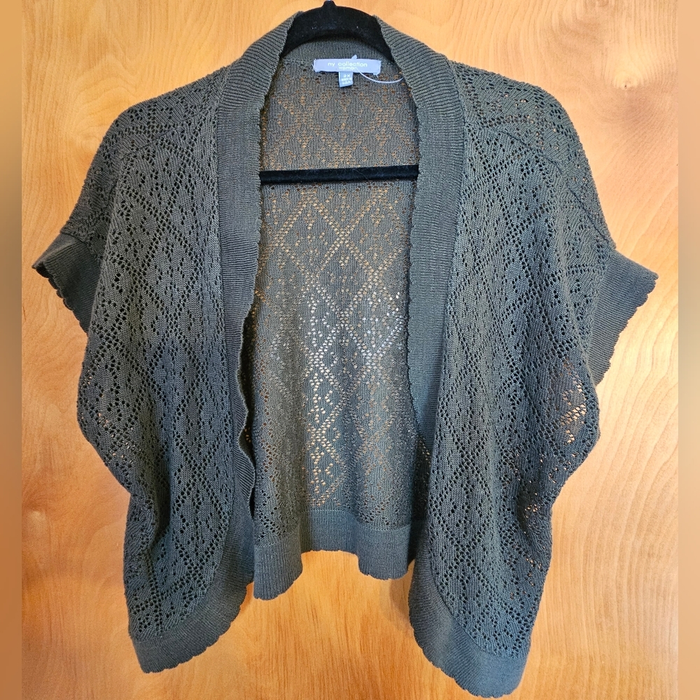 Women's NY Collection Short-Sleeved Cardigan Size 2X